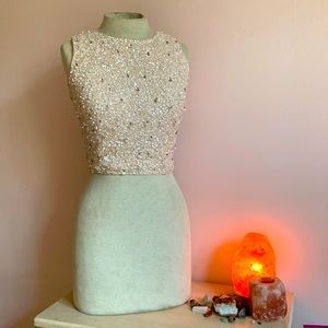 Lace & Beads stunning pink sequin top with tiny black beading.